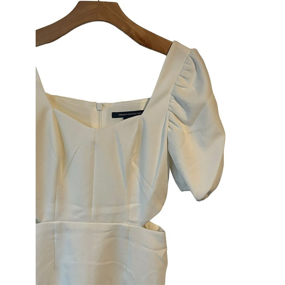 French Connection White Sweetheart Neck Puff Sleeve Dress 0 - Picture 3 of 13